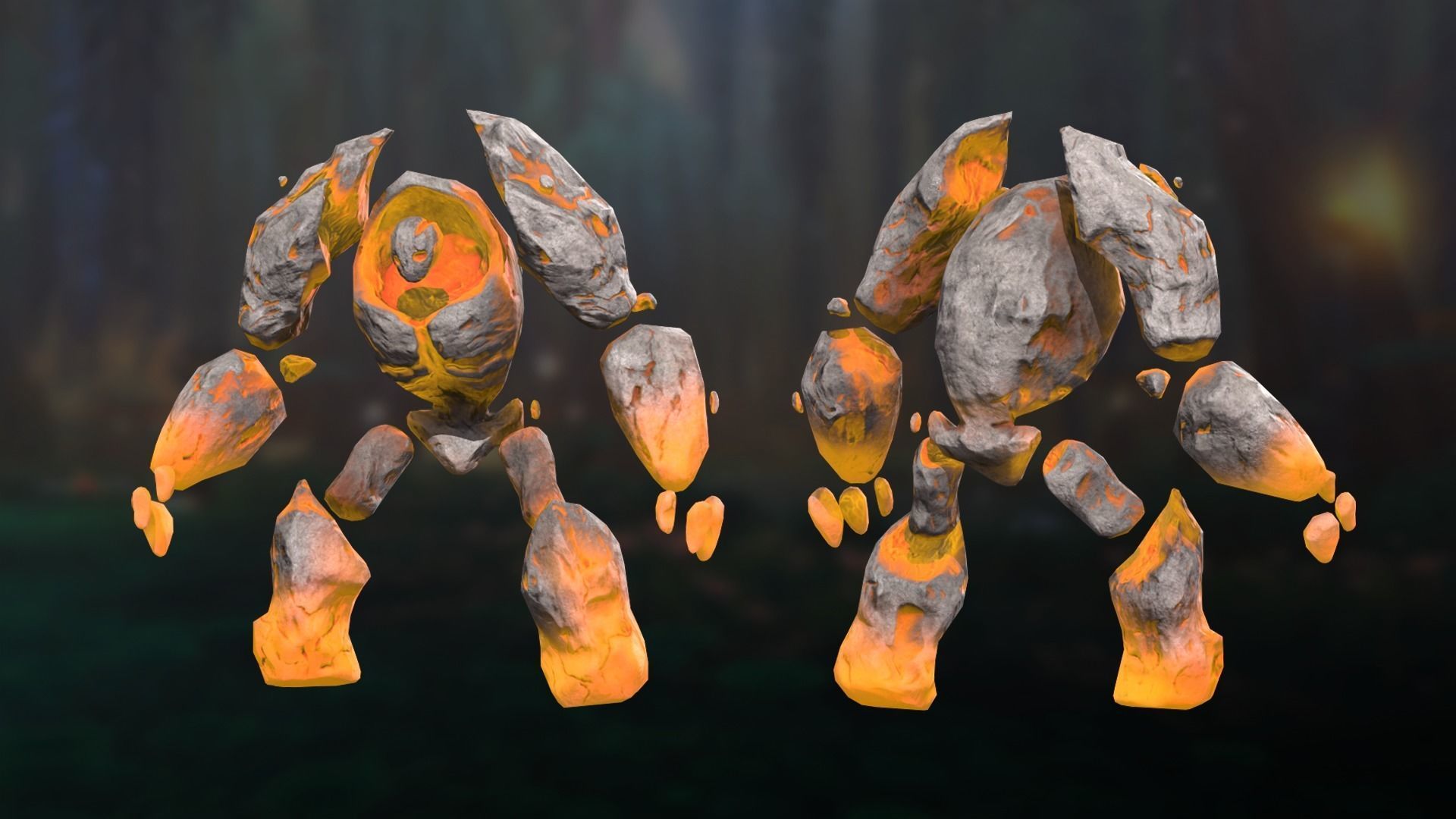 Golem infernal Low-poly 3D model_5