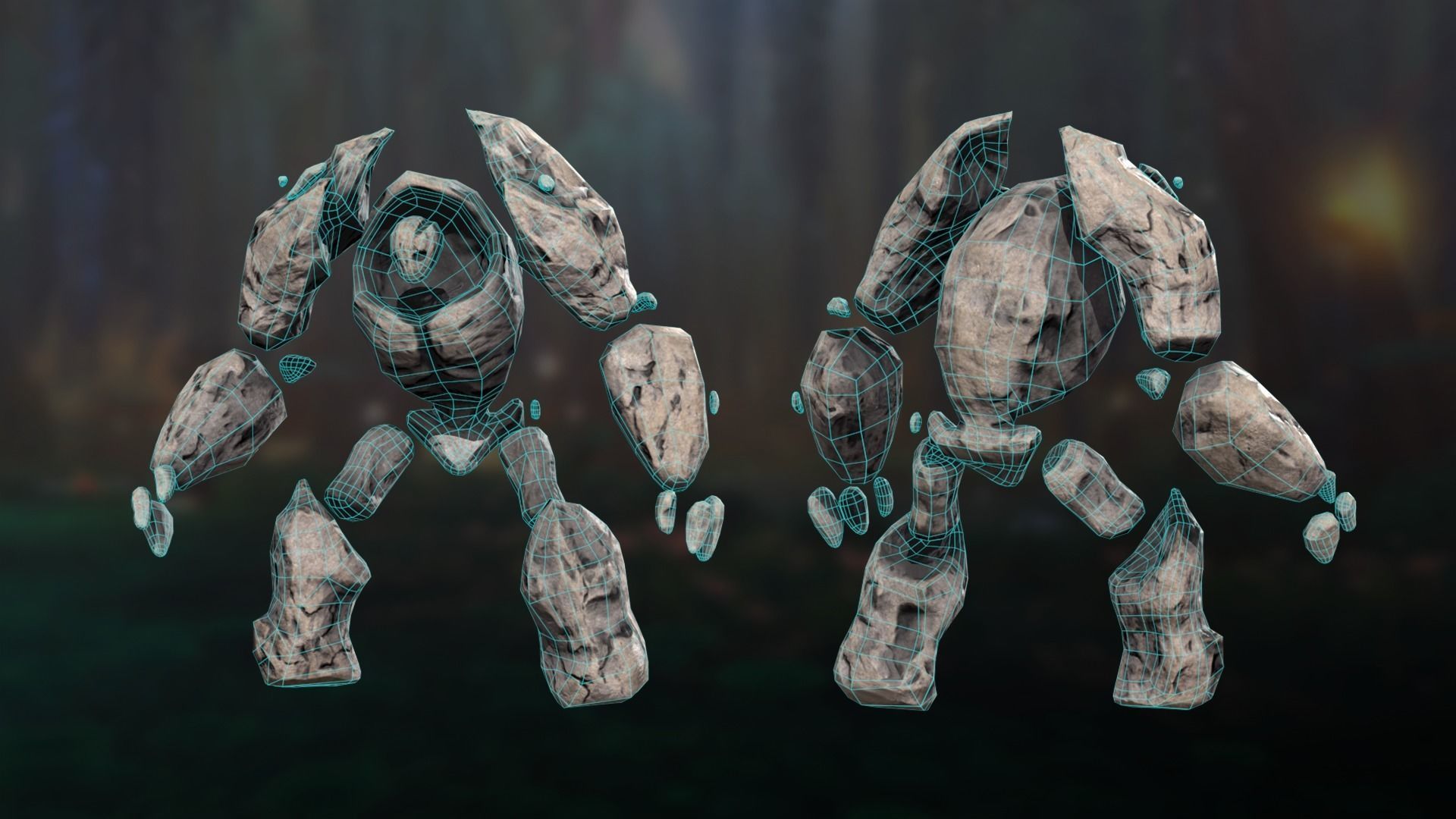 Golem infernal Low-poly 3D model_9