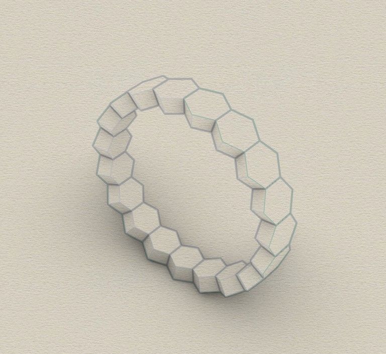 Model 372 53-65  EU 13 Sizes Honeycomb Ring 3D print model_8