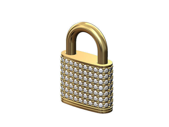 Diamond padlock shaped pendant 3D print model