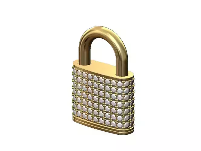 Diamond padlock shaped pendant 3D print model