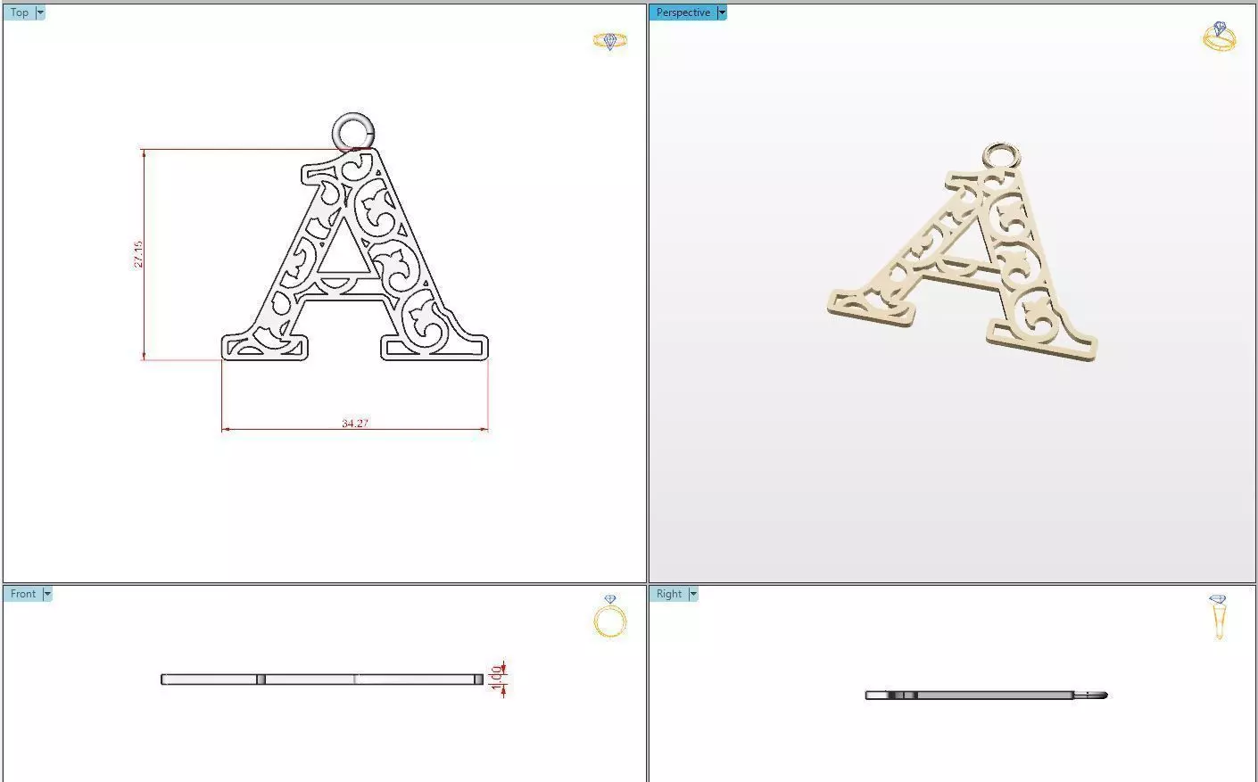 A letter pendant 3D print model