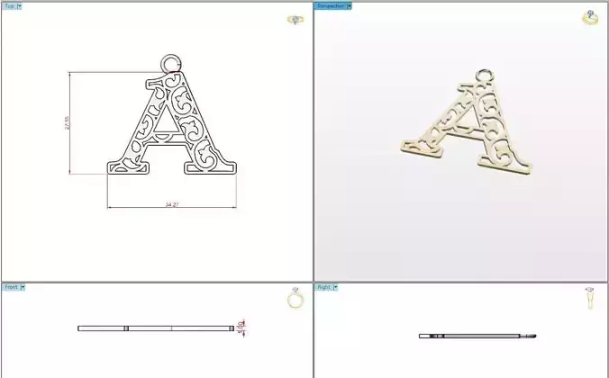 A letter pendant 3D print model