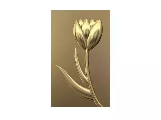 Tulip flower relief decor ornament 3D print model