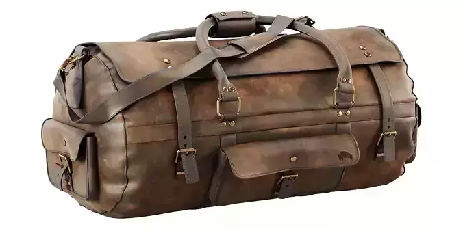 Large Leather Travel Duffle Bag 3D model