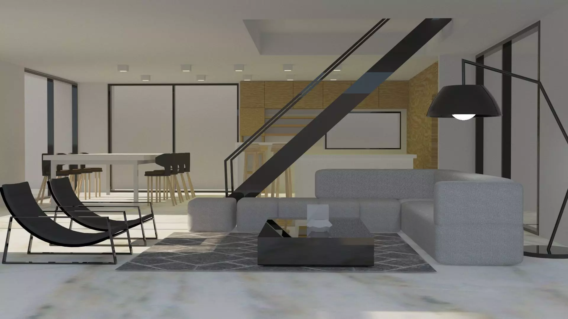 Interior of modern apartment 3D model_0