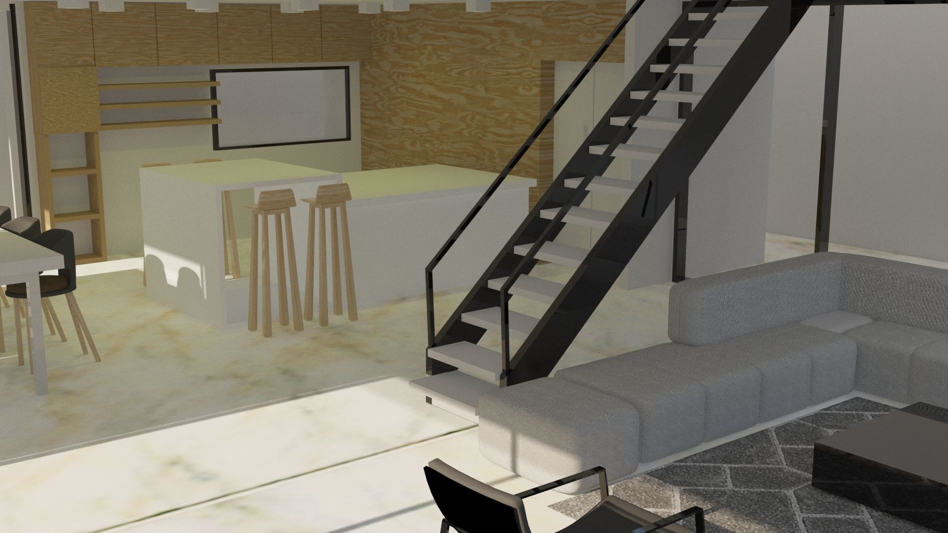 Interior of modern apartment 3D model_4