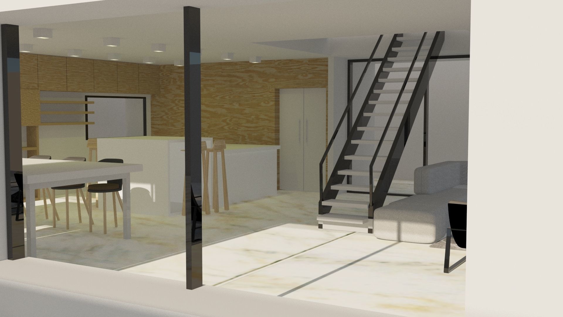 Interior of modern apartment 3D model_3