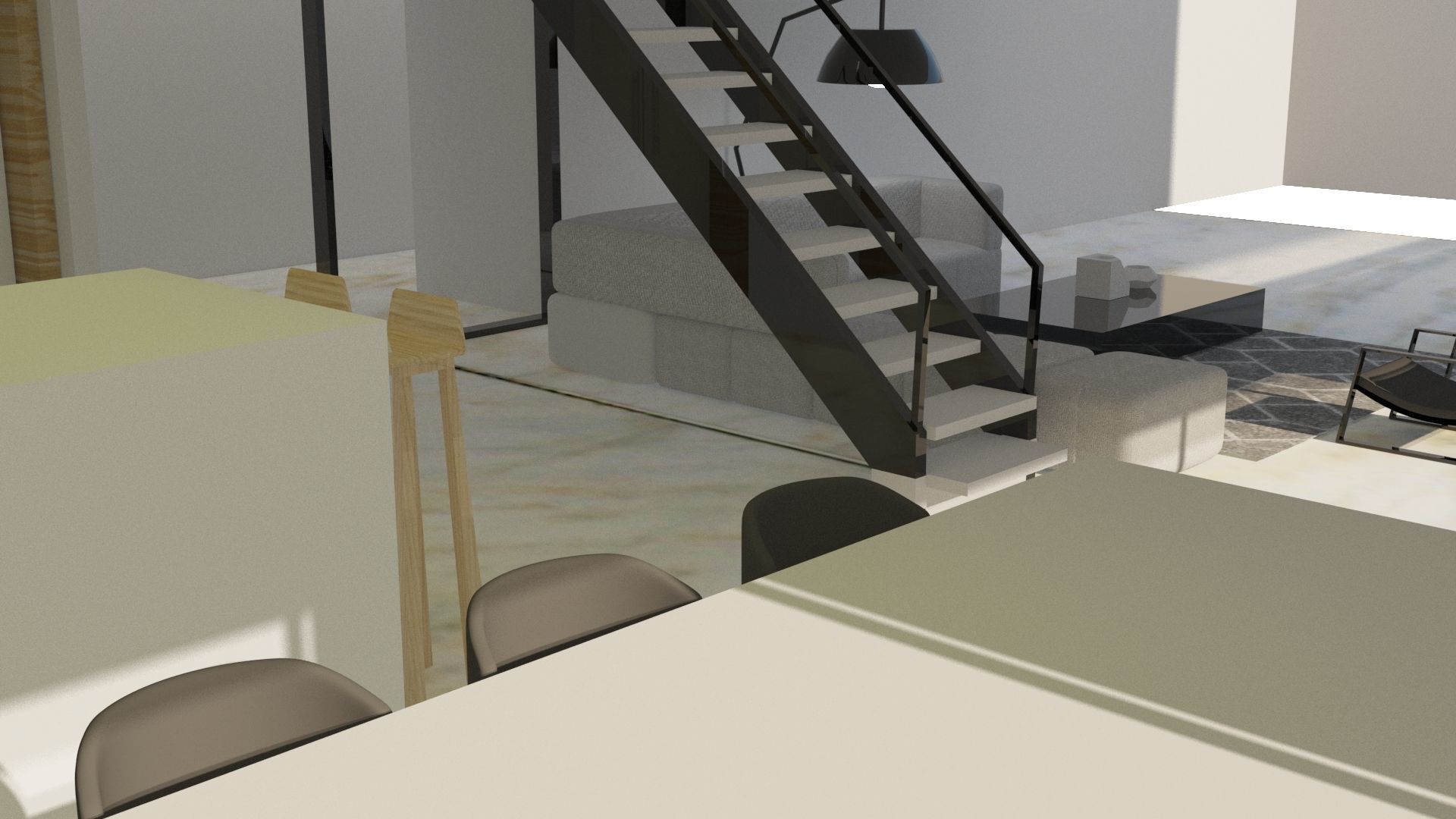 Interior of modern apartment 3D model_1