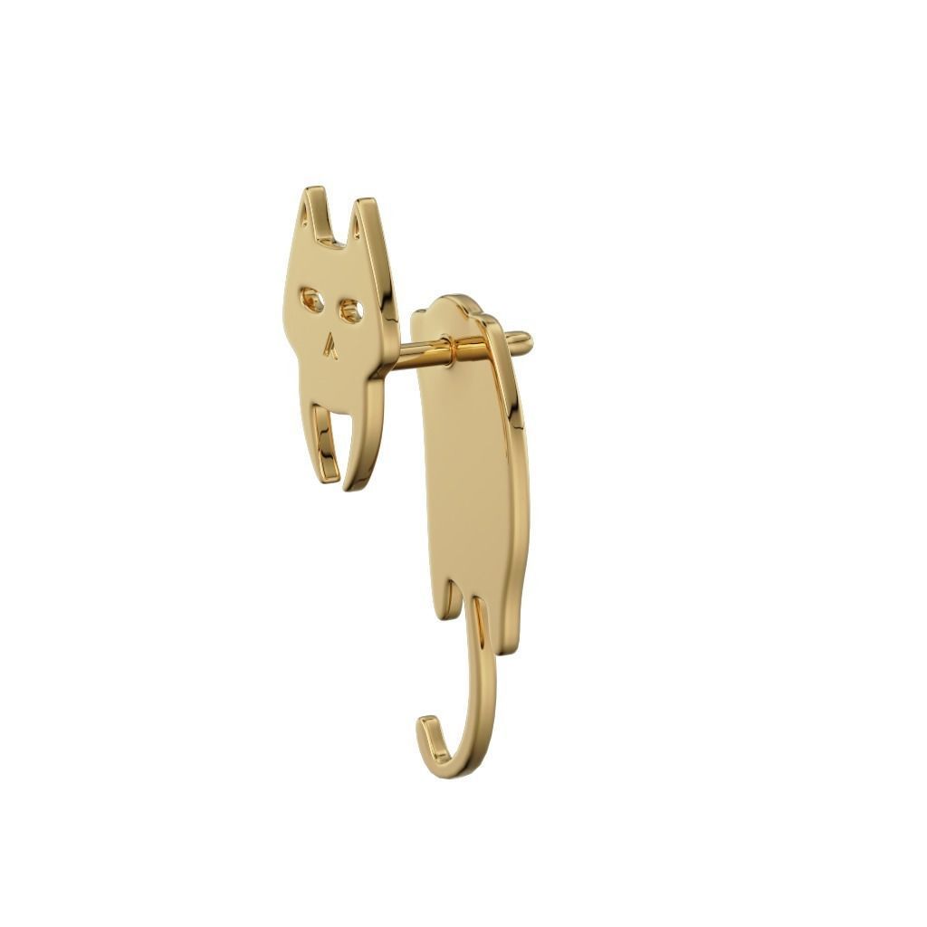 Earring in the form of a cat in the ear 3D print model_5