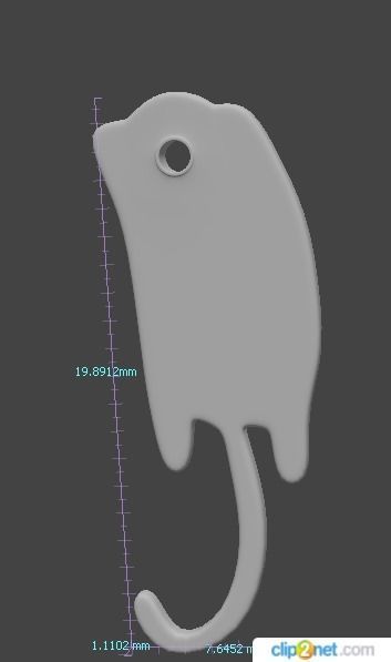 Earring in the form of a cat in the ear 3D print model_3