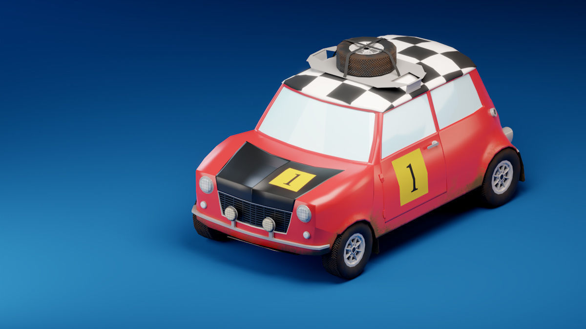 Low-poly game-ready classic rally car Low-poly 3D model_4