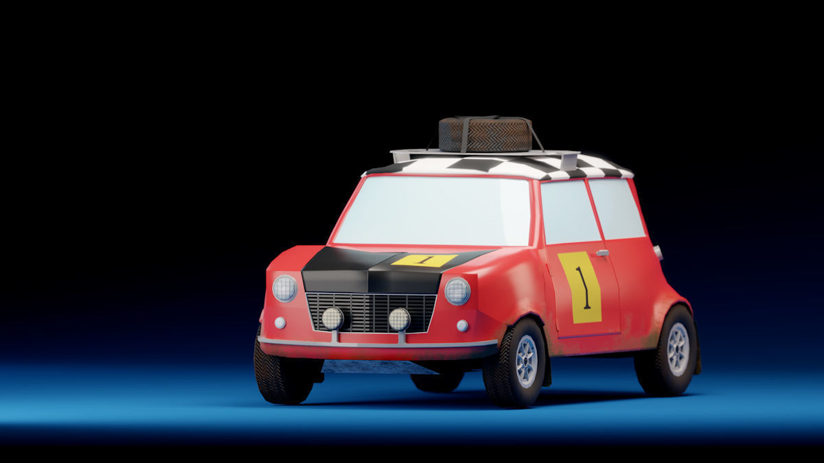 Low-poly game-ready classic rally car Low-poly 3D model_2