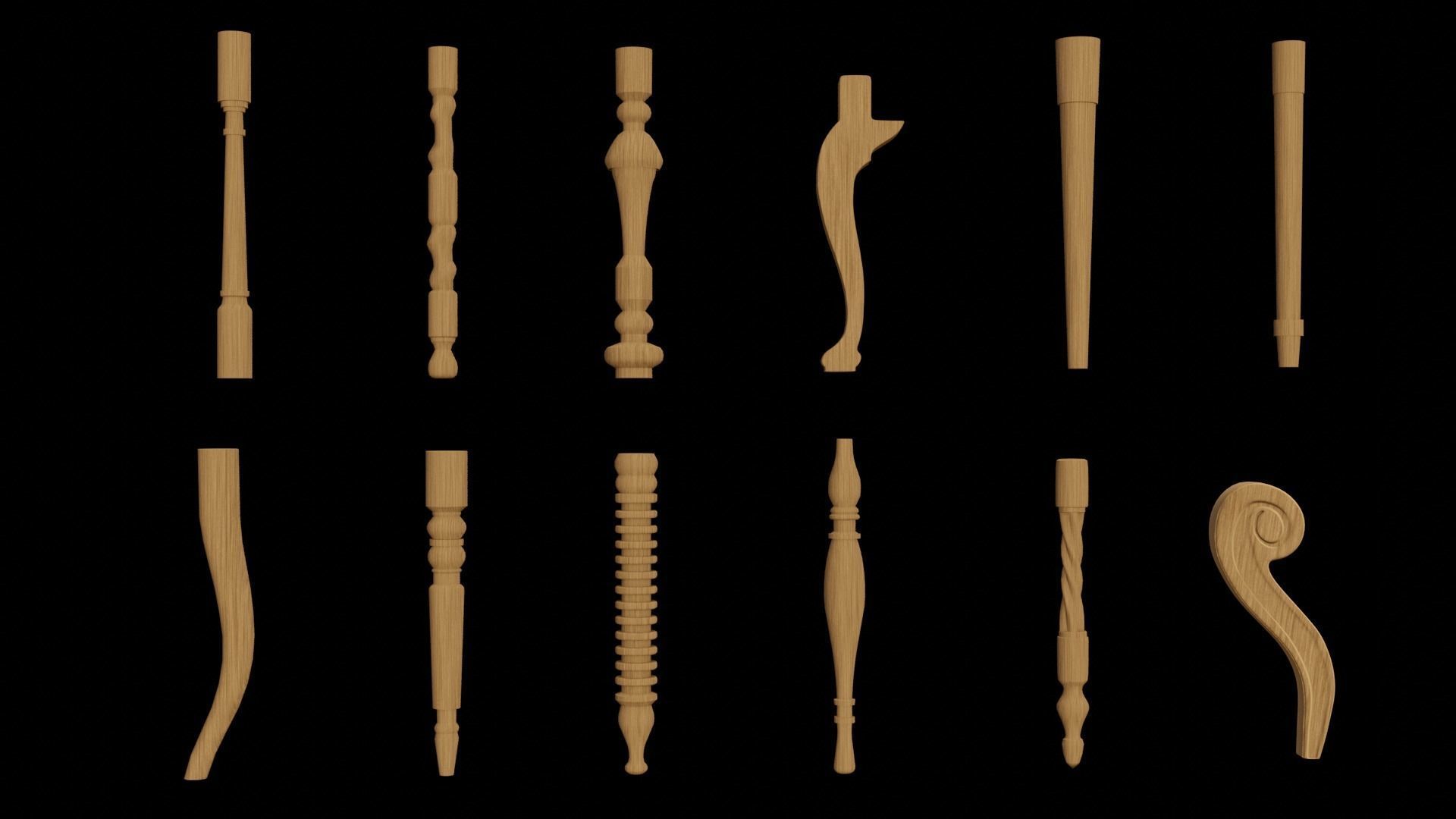 12 stool legs designs 3D model CGTrader