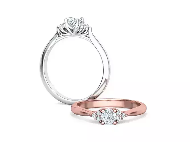7 stones Engagement ring  with 4mm Main Stone 3dmodel 3D print model