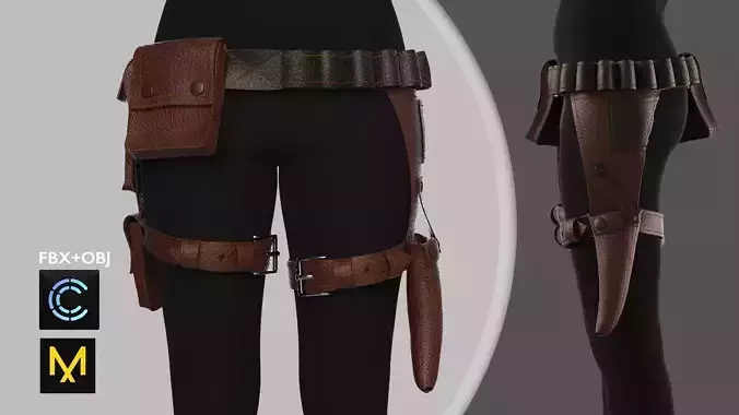 Female Leather Outfit Marvelous Designer 3D model