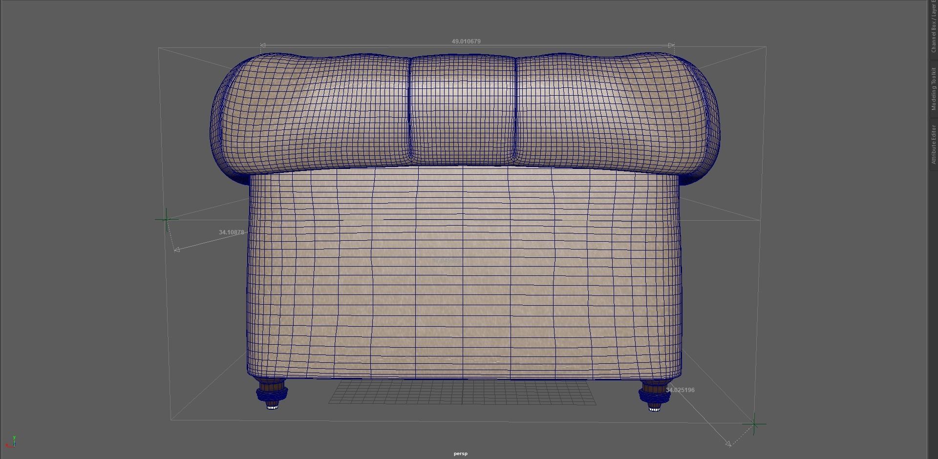 3D Sofa chair Low-poly 3D model_11