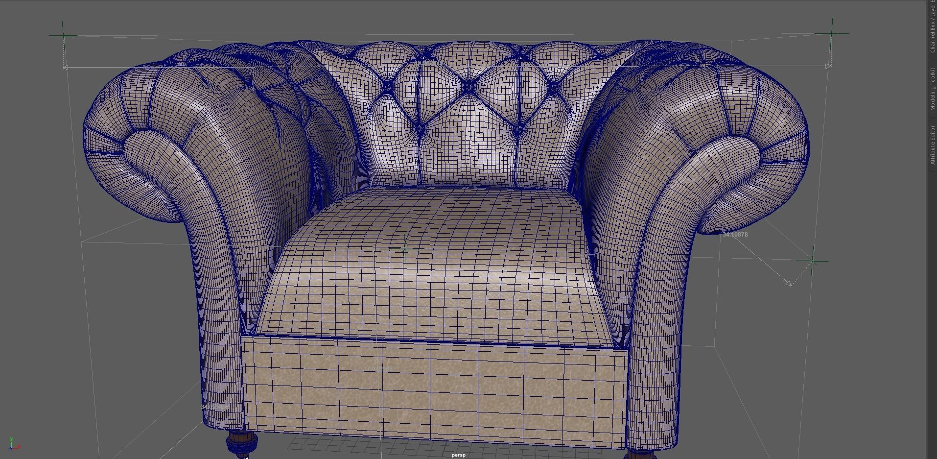 3D Sofa chair Low-poly 3D model_12