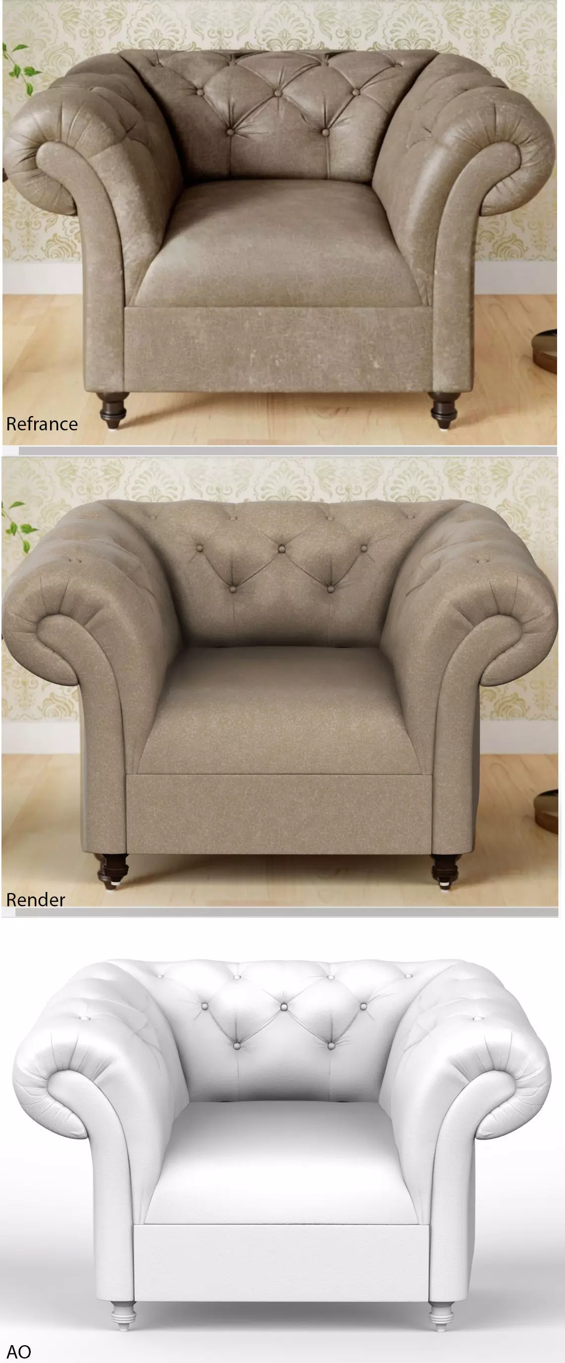 3D Sofa chair Low-poly 3D model_0