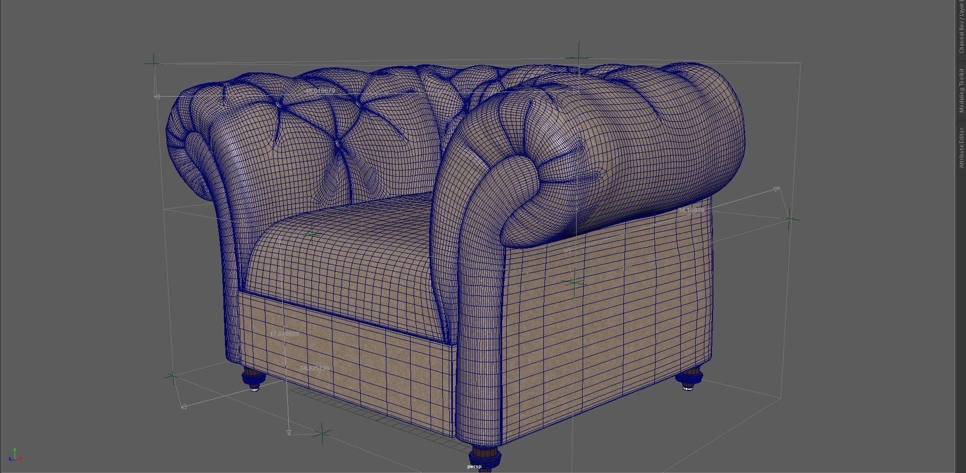 3D Sofa chair Low-poly 3D model_9