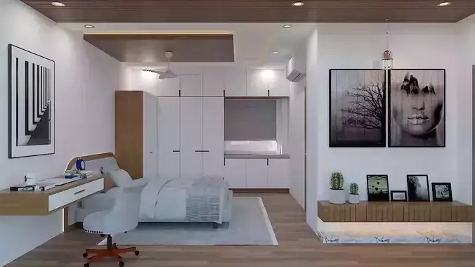 Master Bedroom Interior design - 1 Low-poly 3D model