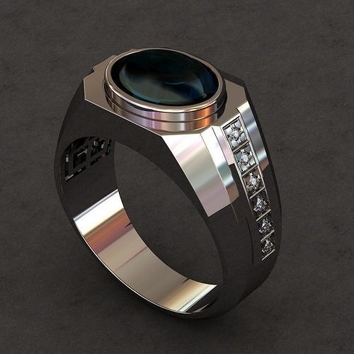 Diamond and Alexandrite ring 3D print model   3D print model