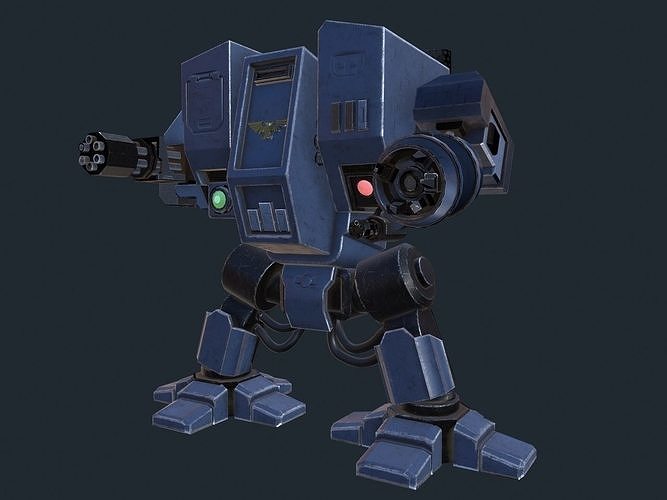 dreadnought robot with two guns Low-poly 3D model