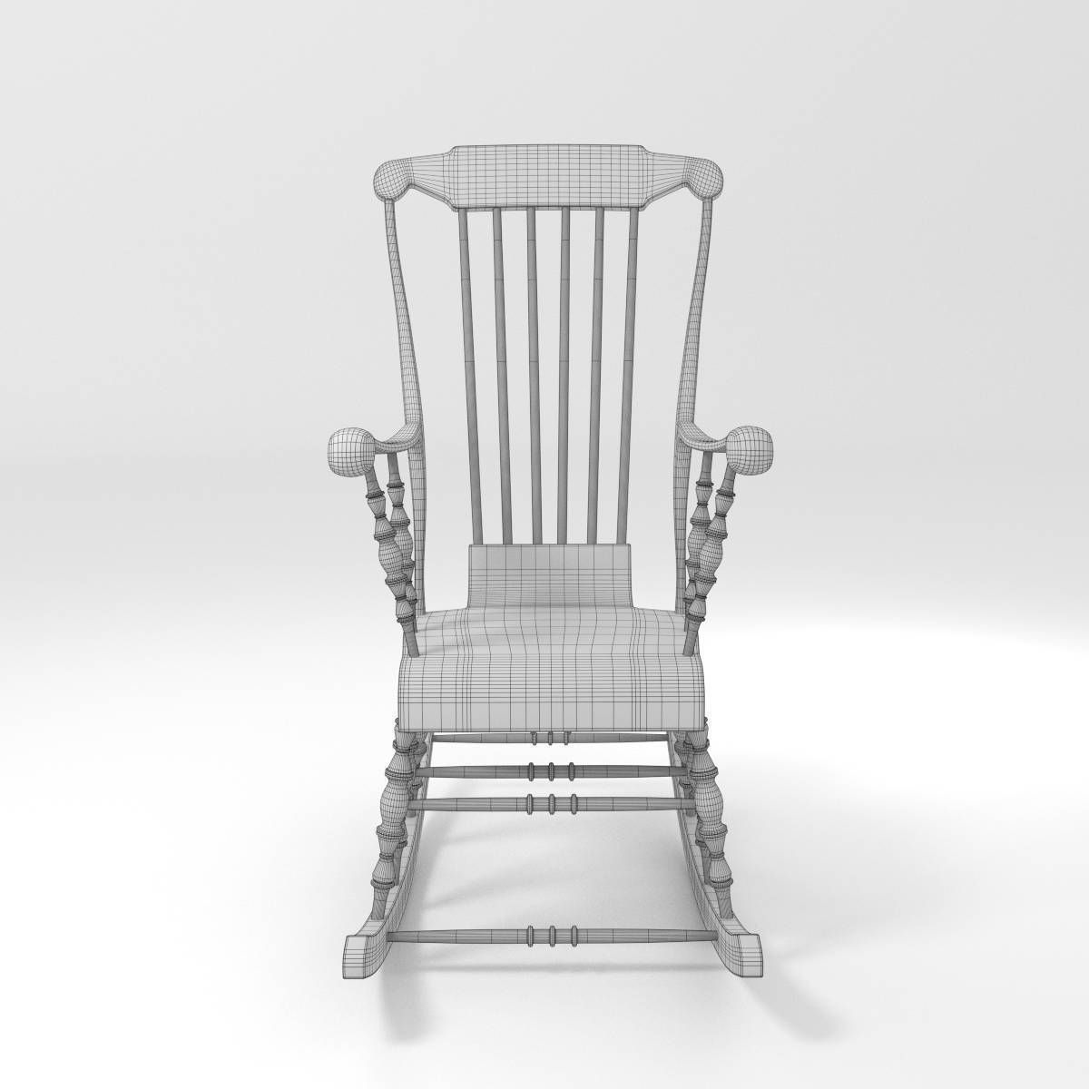 Classic Rocking Chair 3D model_5