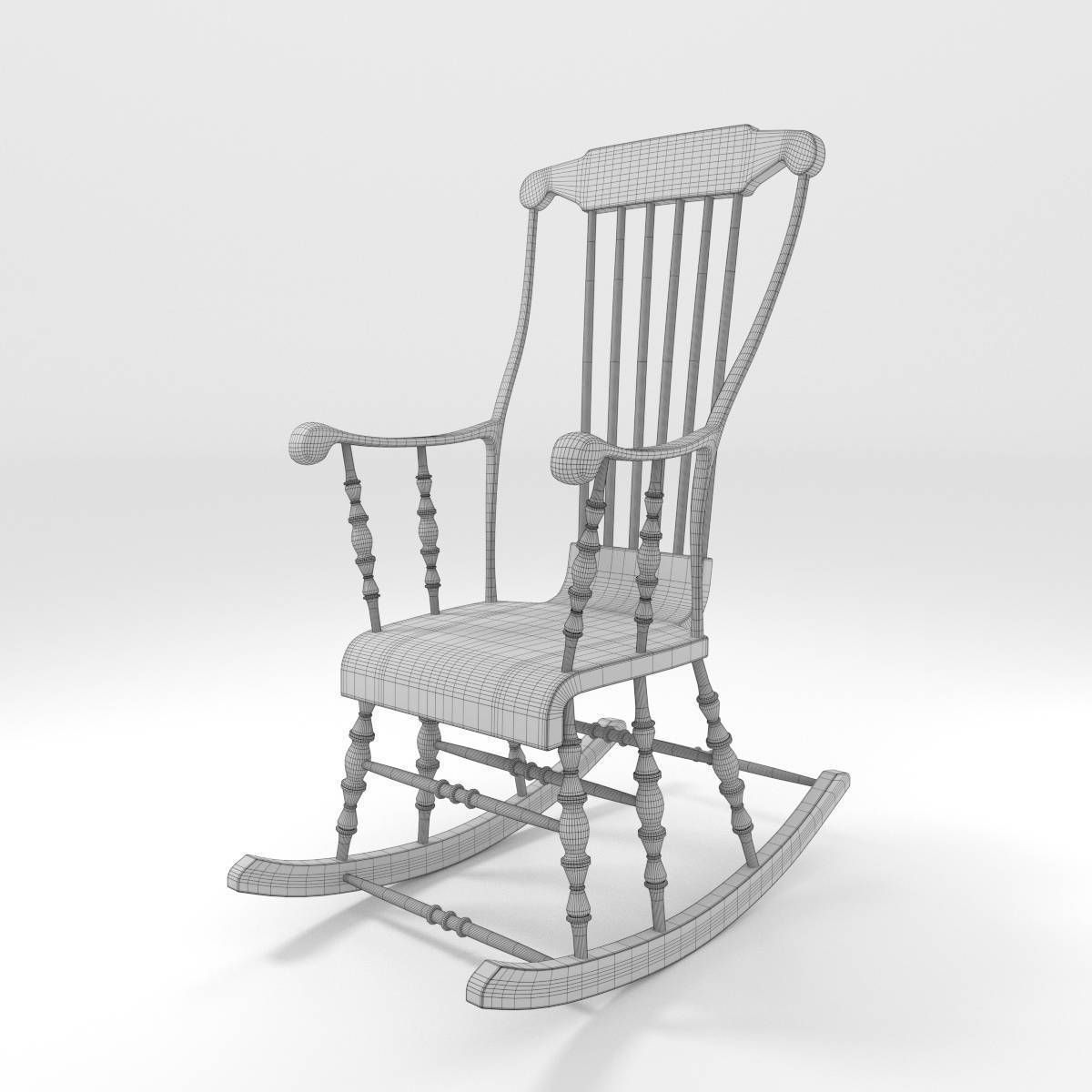 Classic Rocking Chair 3D model_6