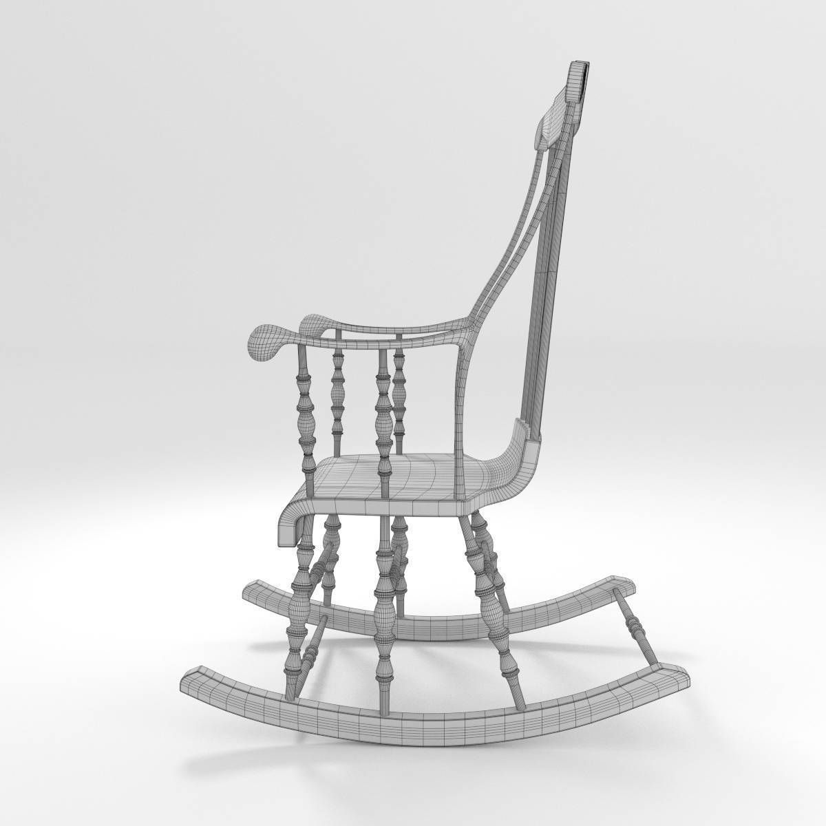 Classic Rocking Chair 3D model_7