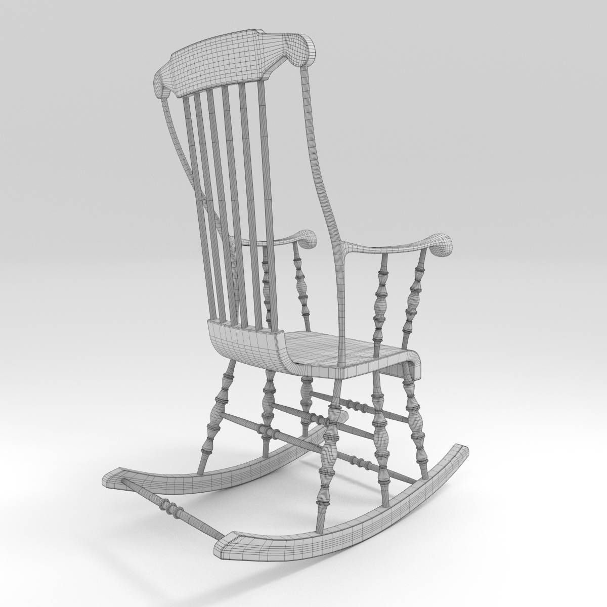 Classic Rocking Chair 3D model_8