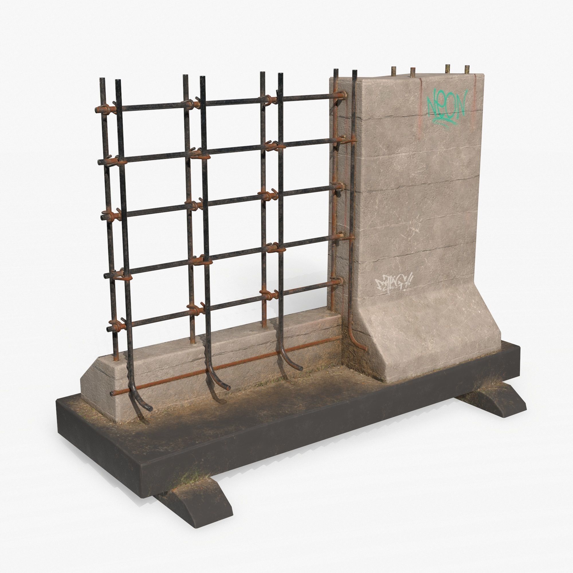 Street Barrier PBR Low-poly 3D model_2