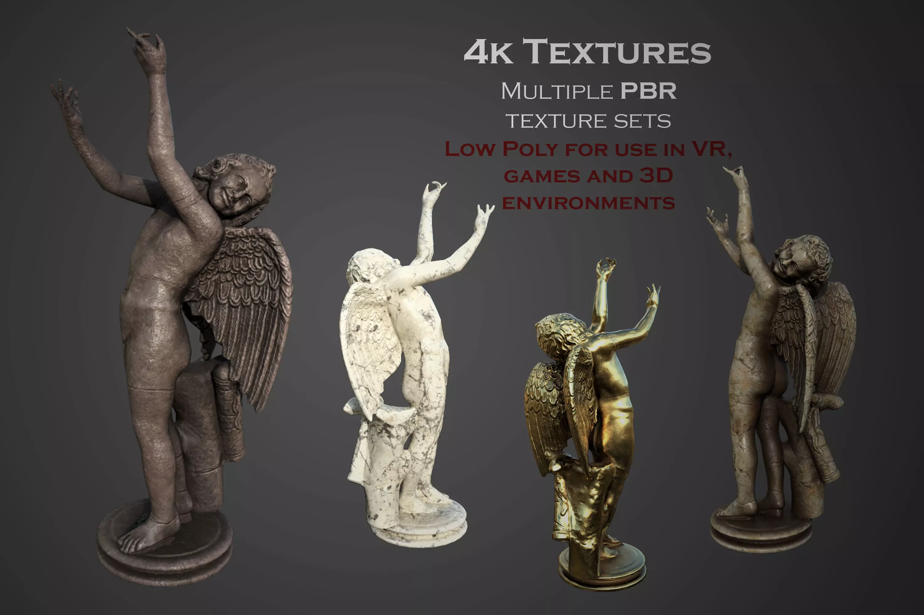 Statue of Cupid 2 Low-poly 3D model_0