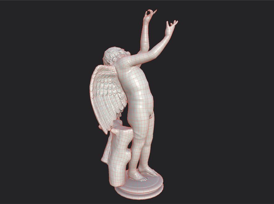 Statue of Cupid 2 Low-poly 3D model_36
