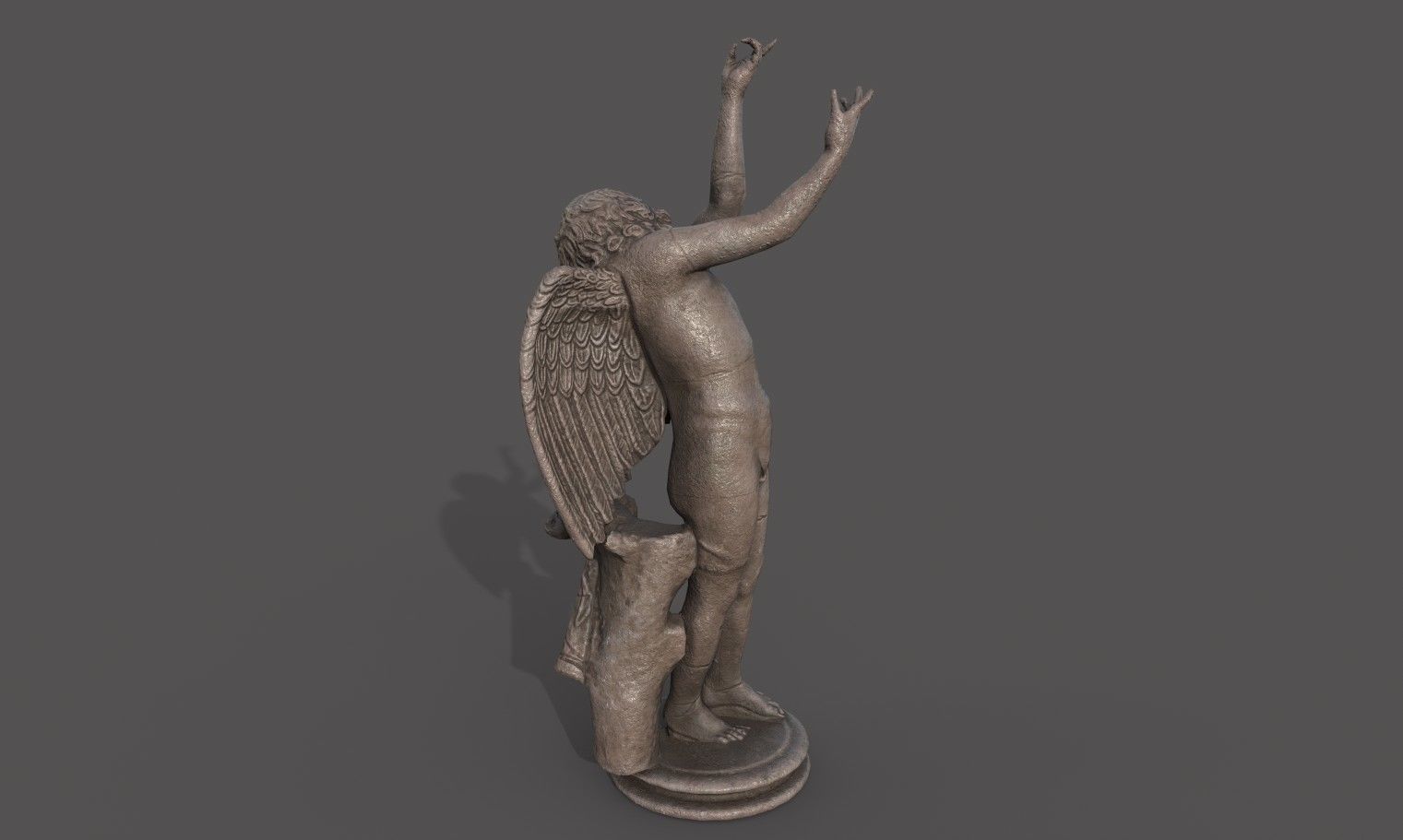 Statue of Cupid 2 Low-poly 3D model_6