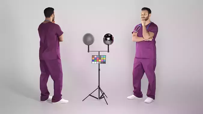 Pensive young medical doctor 305 Low-poly 3D model