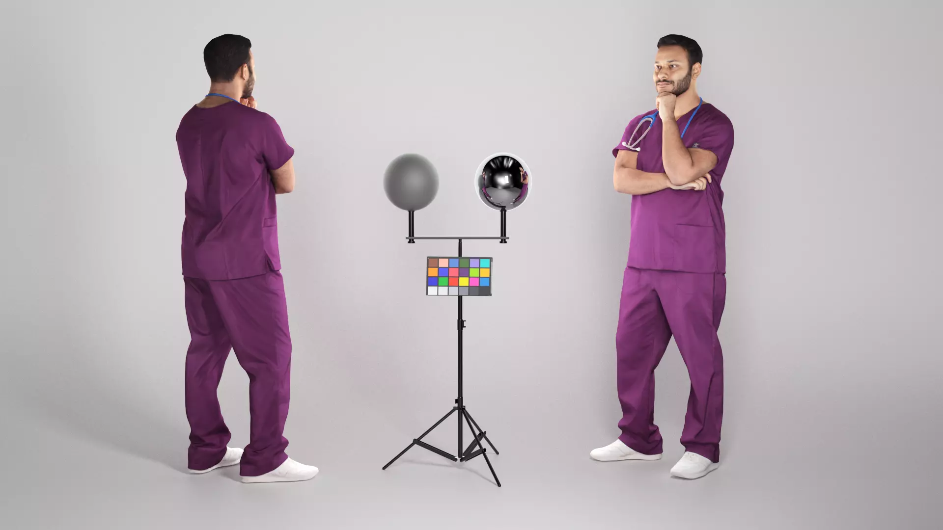 Pensive young medical doctor 305 Low-poly 3D model_0