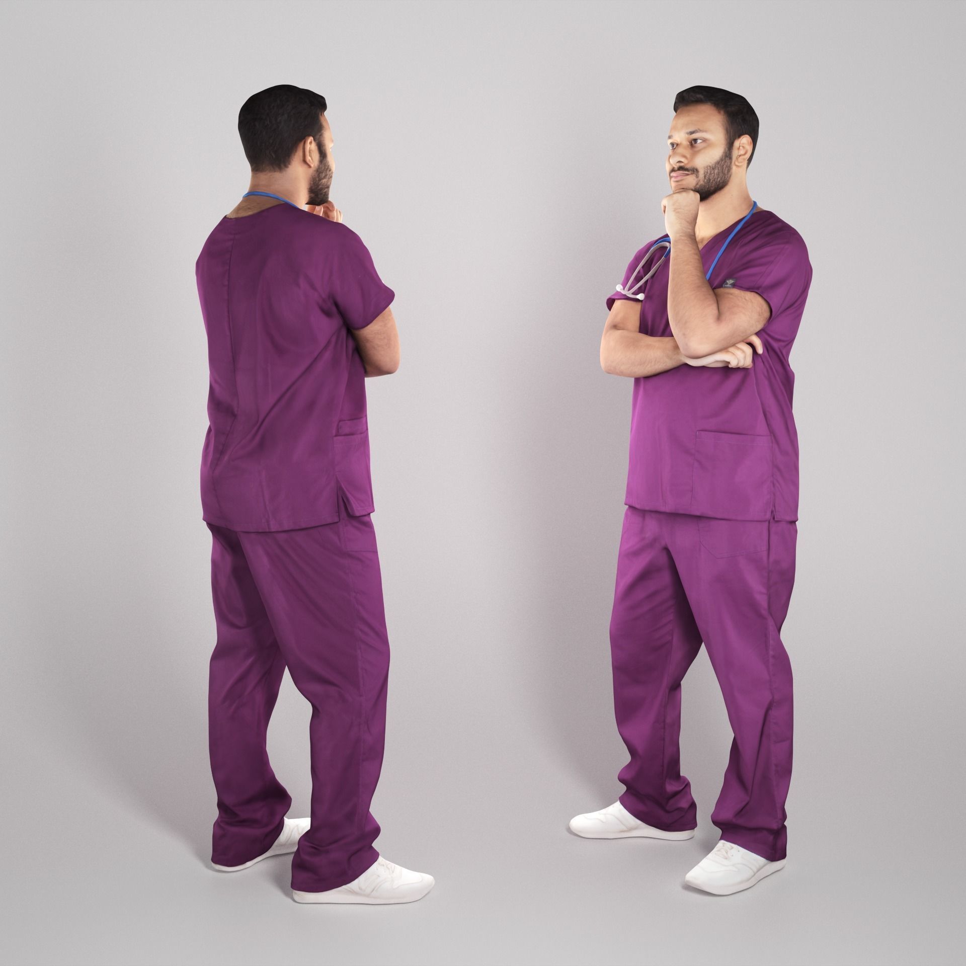 Pensive young medical doctor 305 Low-poly 3D model_1