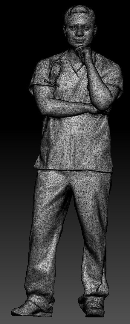 Pensive young medical doctor 305 Low-poly 3D model_6