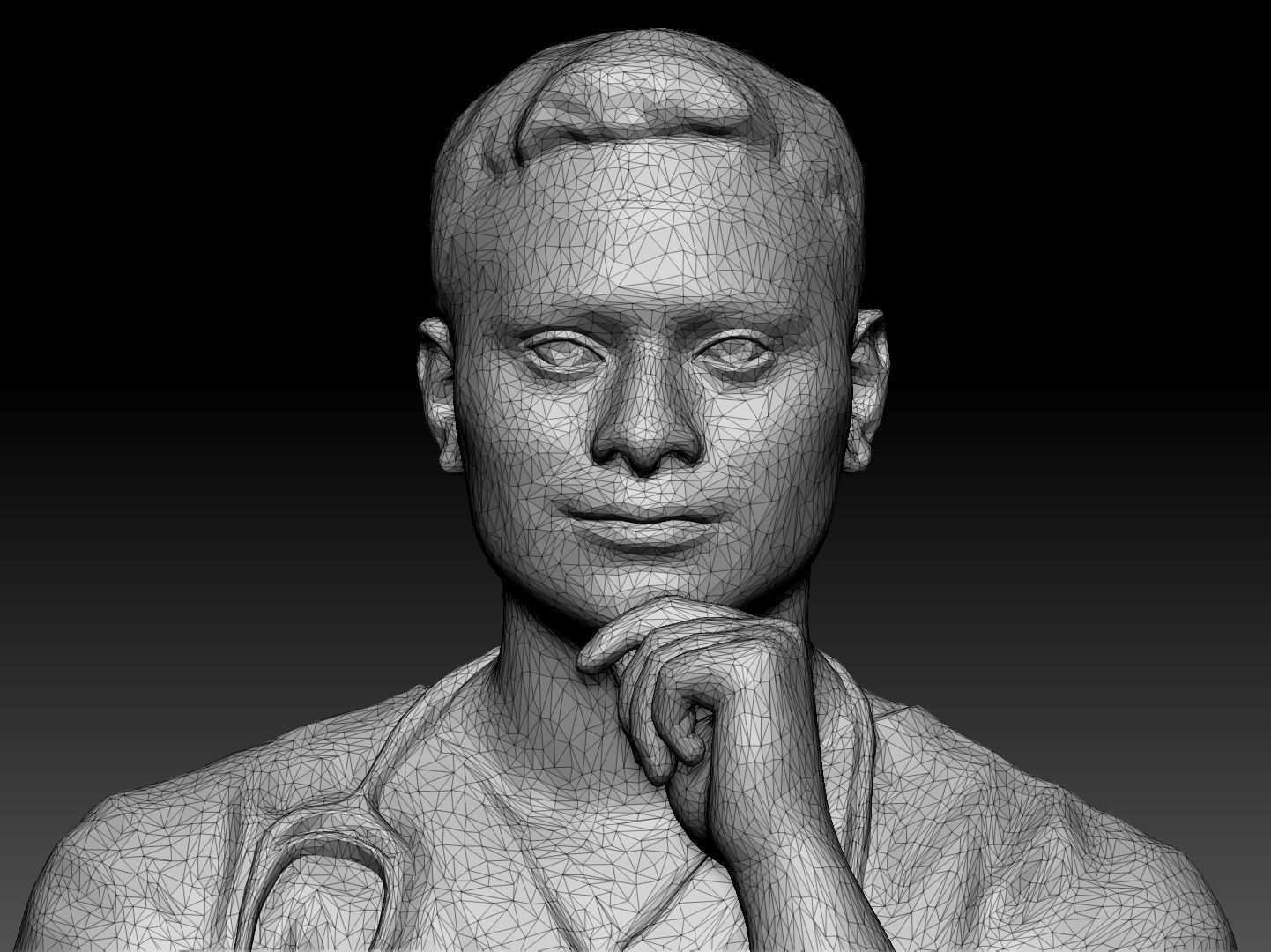 Pensive young medical doctor 305 Low-poly 3D model_7
