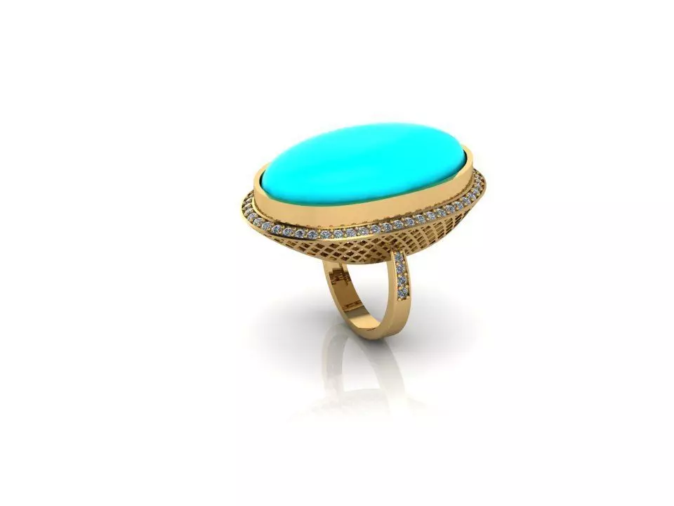 Turquoise Ring 3D print model_0
