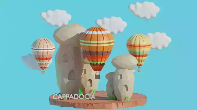 Cappadocia Model hot air balloons flying in sky