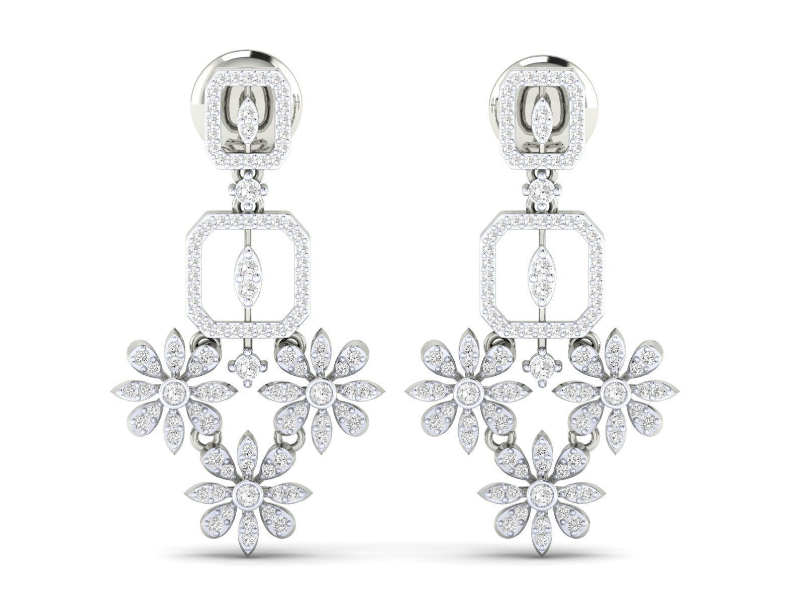 Women Earrings 3dm stl render detail 3D print model_8