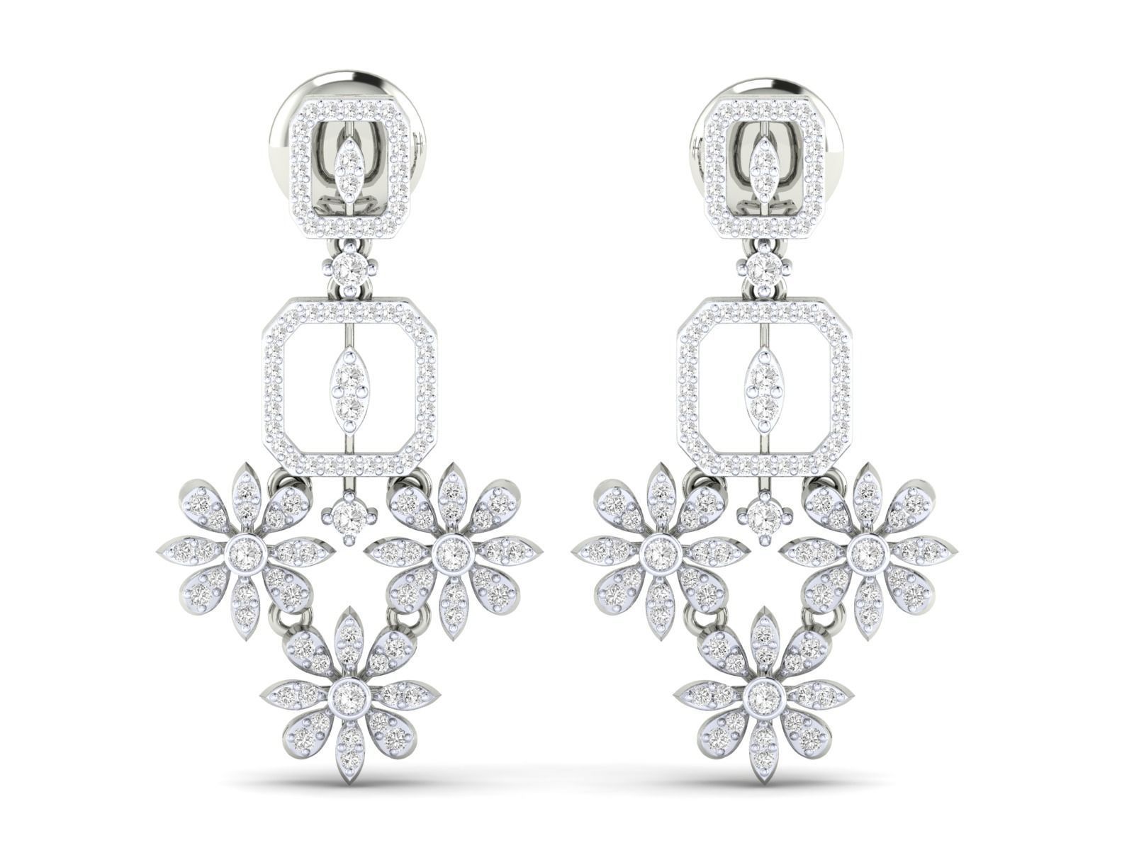 Women Earrings 3dm stl render detail 3D print model_9