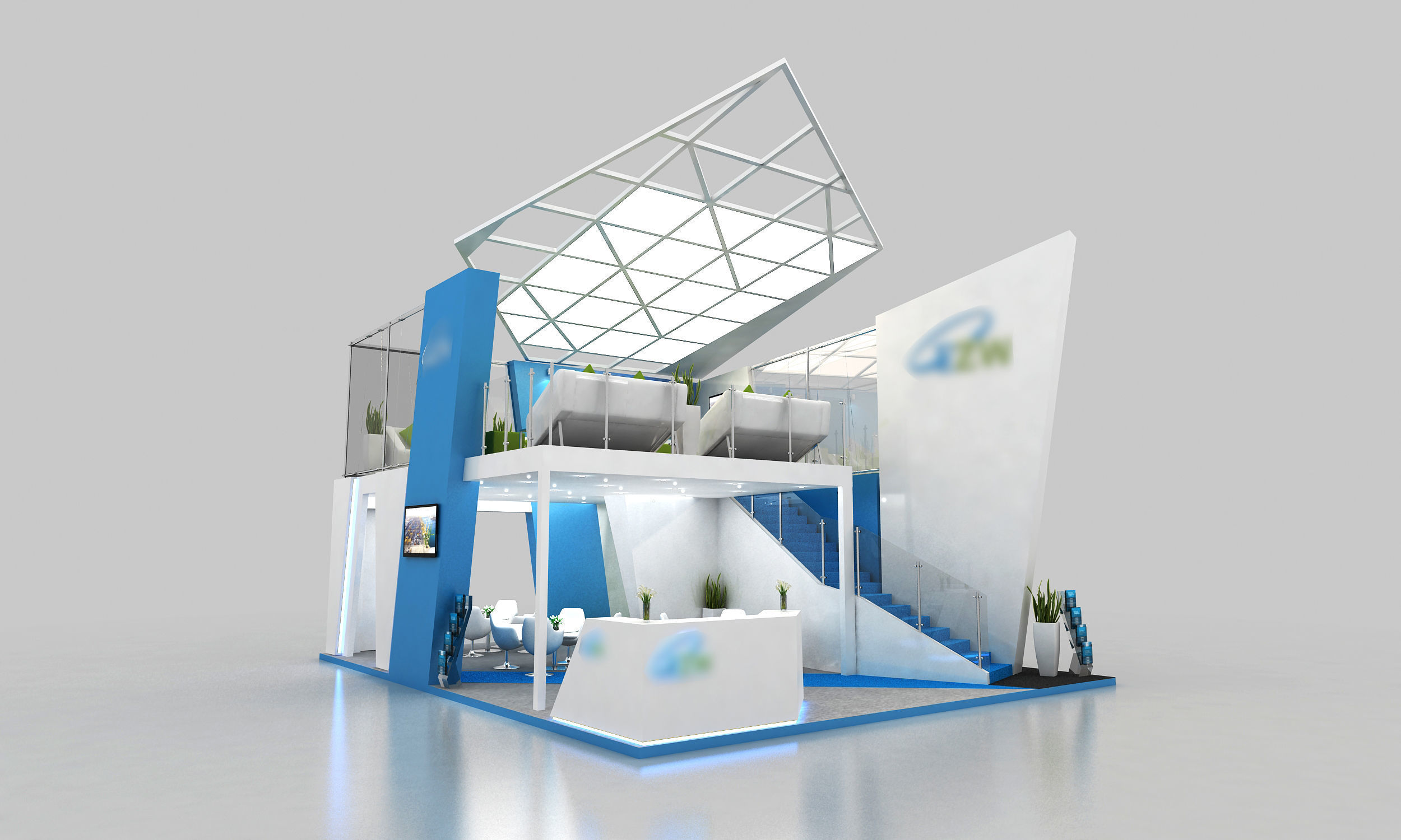 Double Decker Exhibition Stand 3D model_1