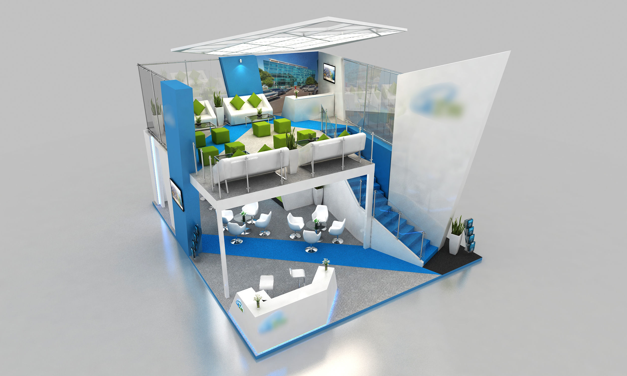 Double Decker Exhibition Stand 3D model_5