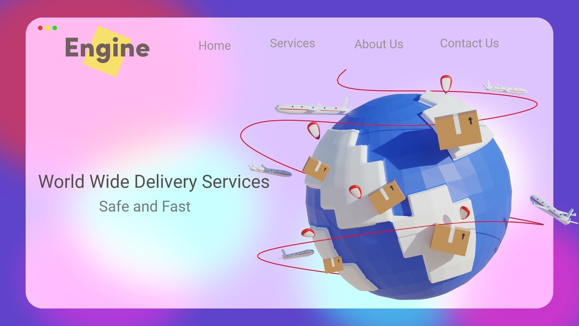 World Wide Delivery Company Illusturation Low-poly 3D model_1