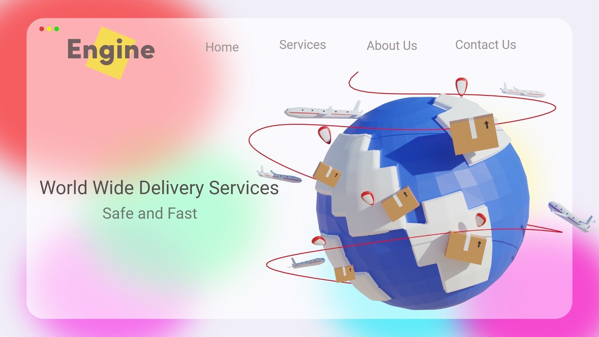 World Wide Delivery Company Illusturation Low-poly 3D model_2