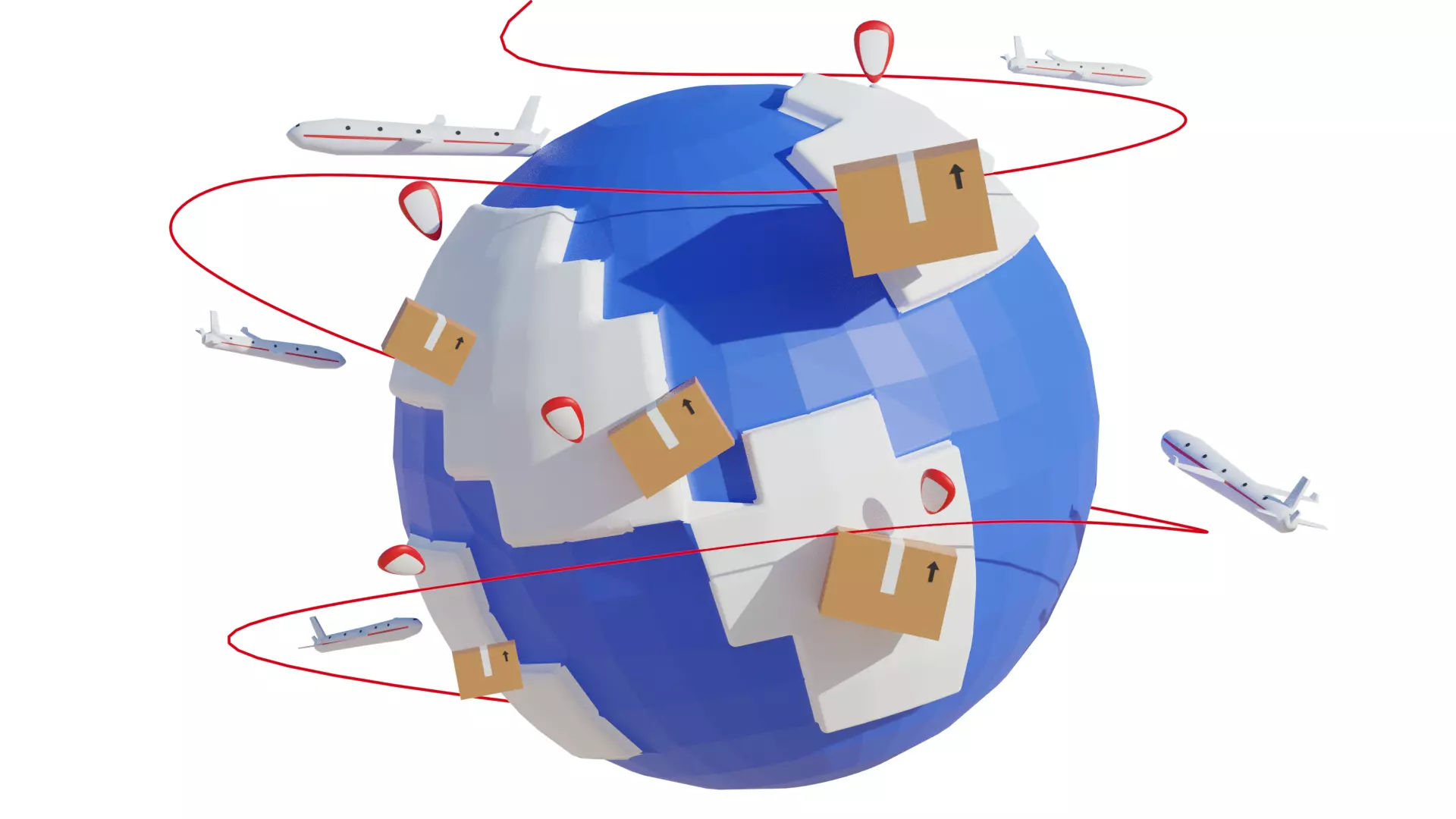 World Wide Delivery Company Illusturation Low-poly 3D model_0