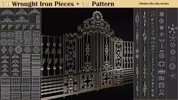 50 Wrought Iron Pieces and 59 Patterns 3D model